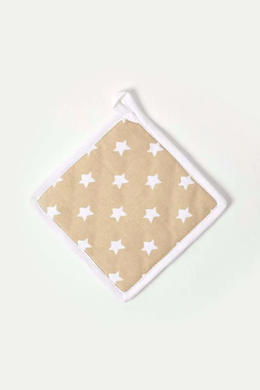 Homescapes Beige Stars Cotton Pot Holder - Beige