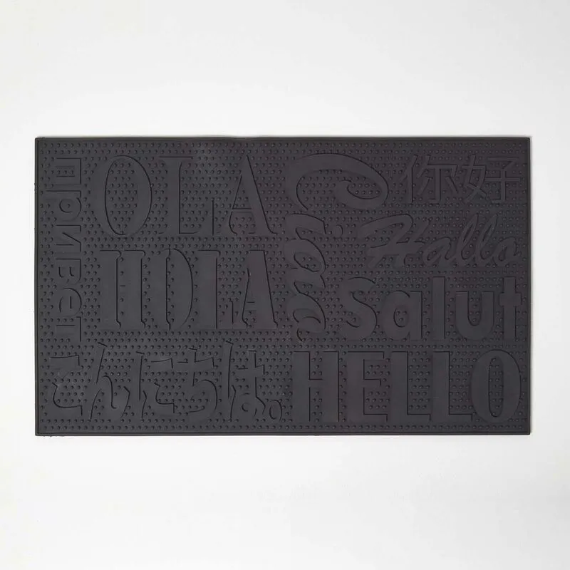 Homescapes - Black pvc Welcome Door Mat