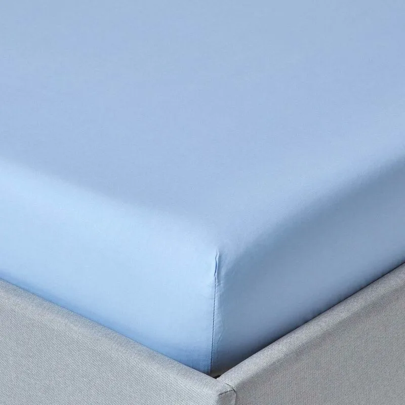 Homescapes - Blue Egyptian Cotton Fitted Sheet 200 Thread Count, King - Blue