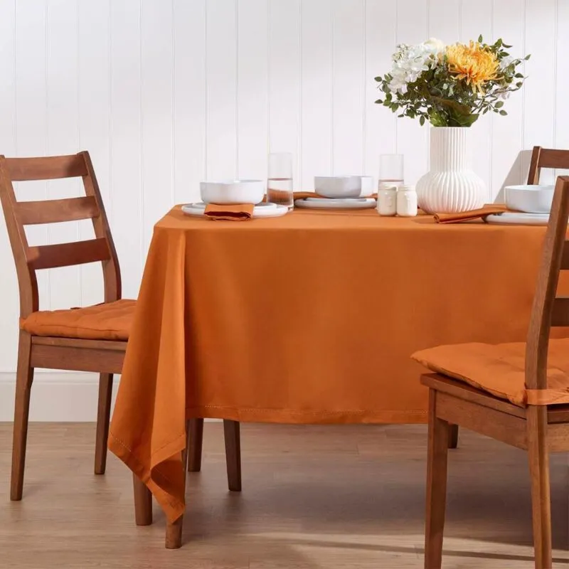 Homescapes - Burnt Orange Cotton Tablecloth 178 x 300 cm
