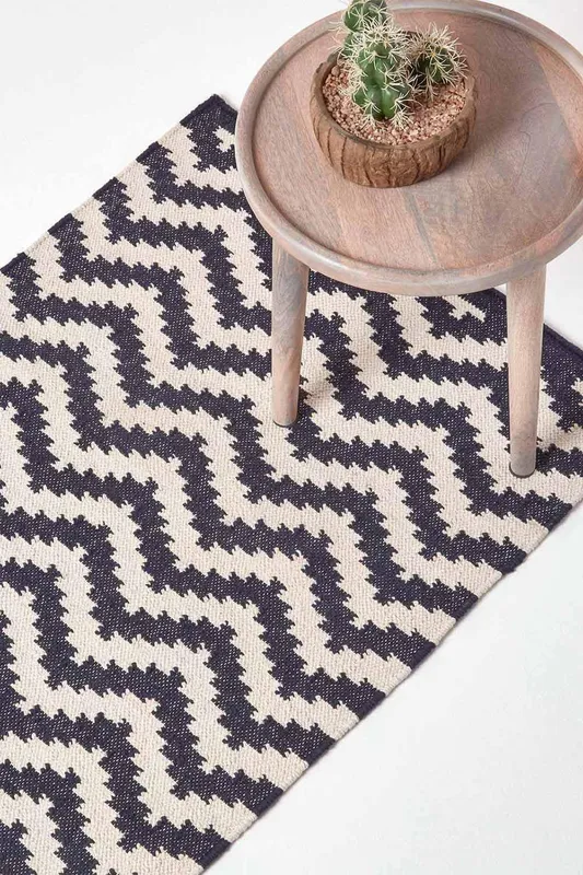 Homescapes Casablanca Handwoven Cotton Kilim Hall Runner, 66 x 200 cm in Dark Blue Size: 66 cm x 200 cm Dark Blue 66 cm x 200 cm