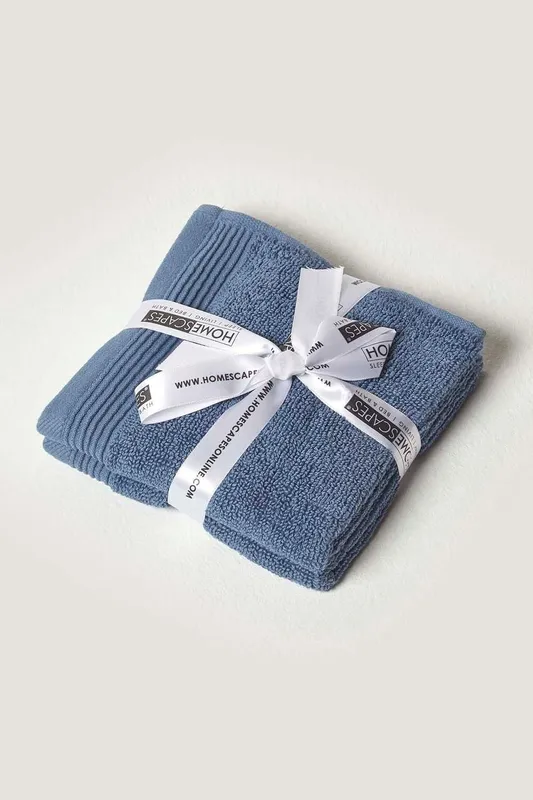 Homescapes Unisex Combed Egyptian Cotton Set of 2 Face Cloths 700 Gsm in Blue Blue female