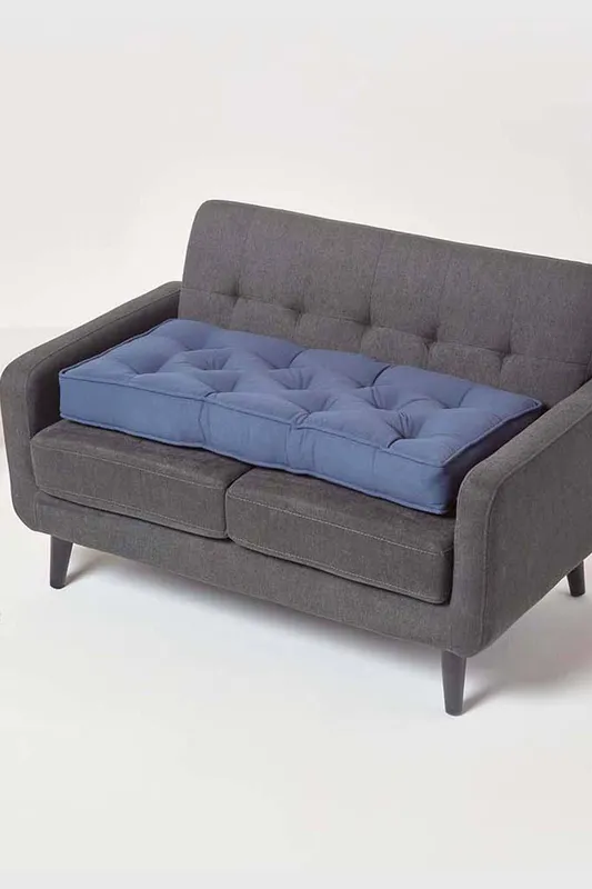 Homescapes Unisex Cotton 2 Seater Booster Cushion in Navy Navy female