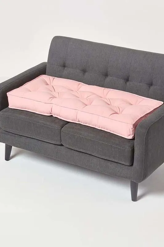 Homescapes Cotton 2 Seater Booster Cushion in Pink Pink