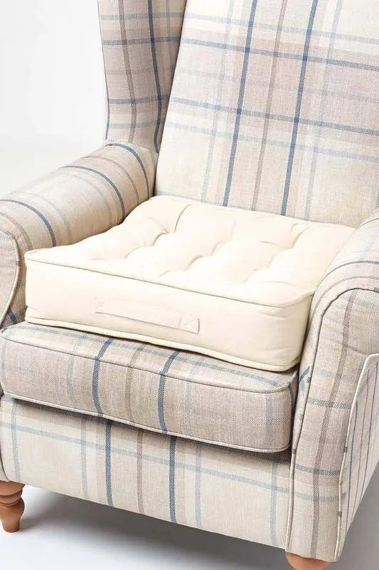 Homescapes Cotton Armchair Booster Cushion in Cream Size: 50cm x 50cm - Cream