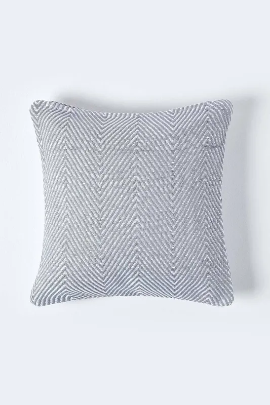 Homescapes Cotton Halden Cushion Cover in Grey Size: 45cm x 45cm - Grey