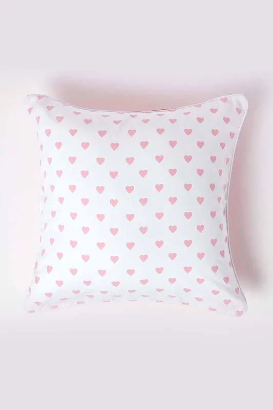 Homescapes Cotton Hearts Cushion Cover in Pink Size: 60cm x 60cm - Pink