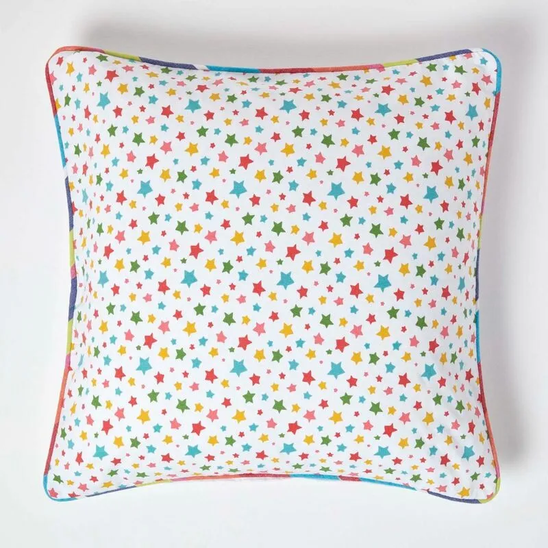 Homescapes - Cotton Multi Colour Stars Cushion Cover, 60 x 60 cm