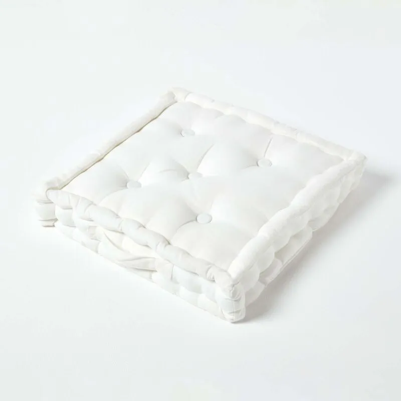 Homescapes - Cotton Off White Floor Cushion, 50 x 50 cm
