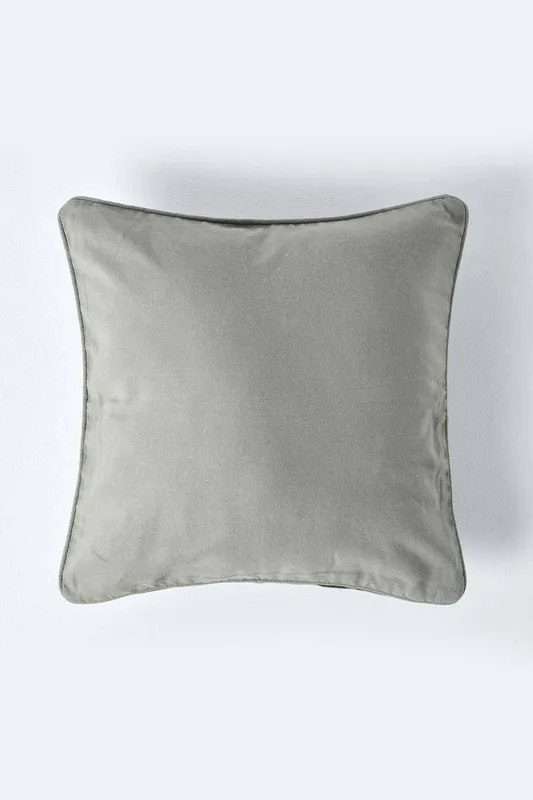 Homescapes - Cotton Plain Grey Cushion Cover, 60 x 60 cm