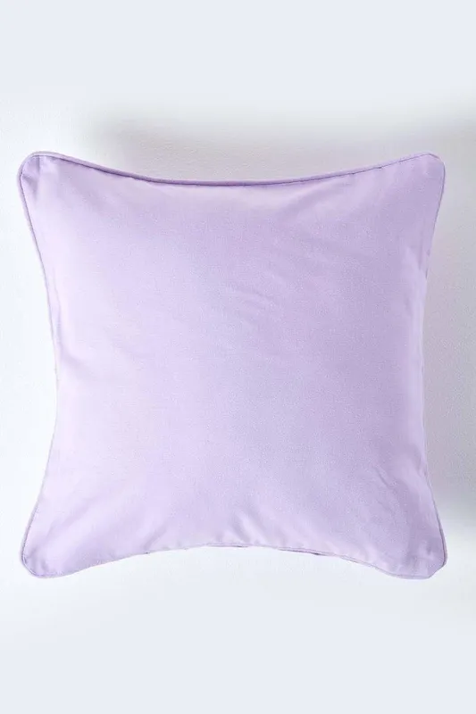 Homescapes - Cotton Plain Mauve Cushion Cover, 60 x 60 cm