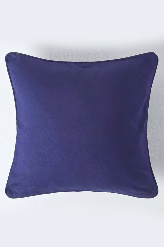 Homescapes Cotton Plain Cushion Cover in Navy Size: 30cm x 30cm - Navy