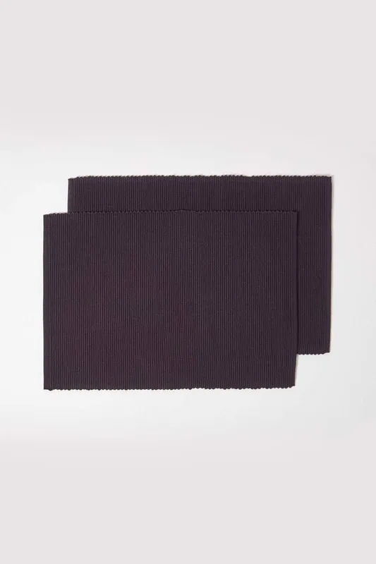 Homescapes Unisex Cotton Plain Pack of 2 Placemats in Black Black female
