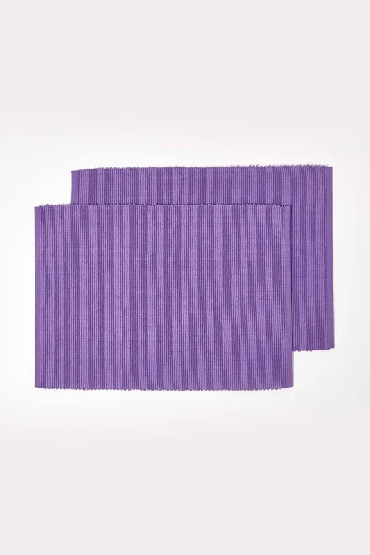 Homescapes Cotton Plain Pack of 2 Placemats in Purple Purple