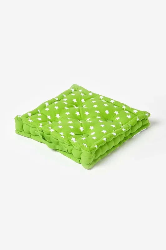 Homescapes Cotton Stars Floor Cushion in Green Size: 50 cm x 50 cm Green 50 cm x 50 cm
