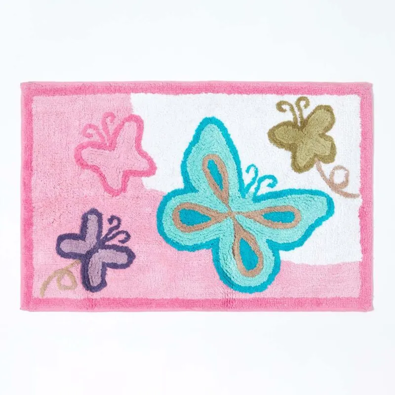 Homescapes - Cotton Tufted Washable Butterfly Children Rug