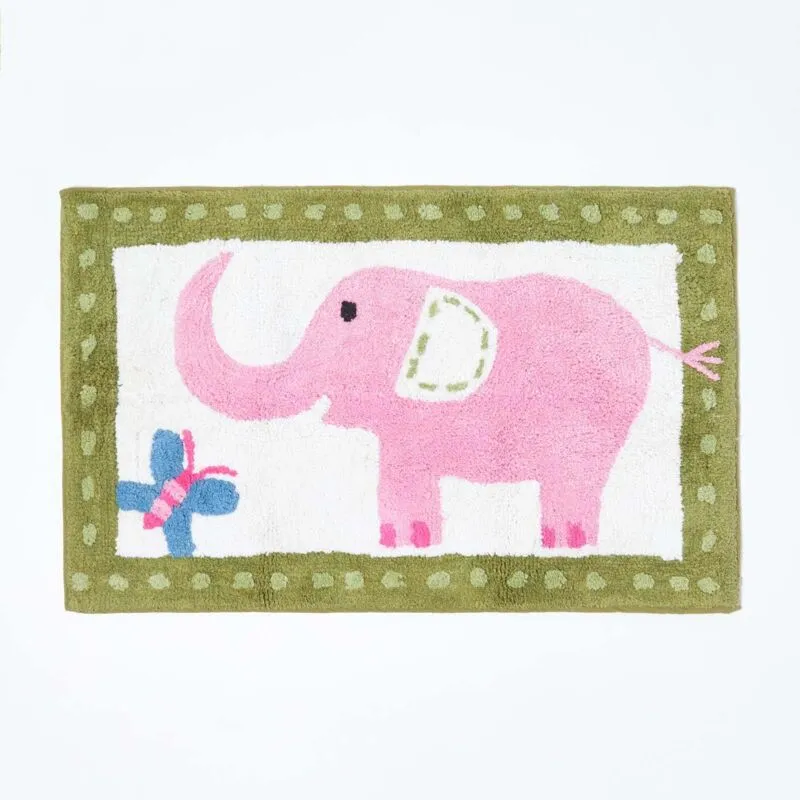 Homescapes - Cotton Tufted Washable Pink Elephant Children Rug