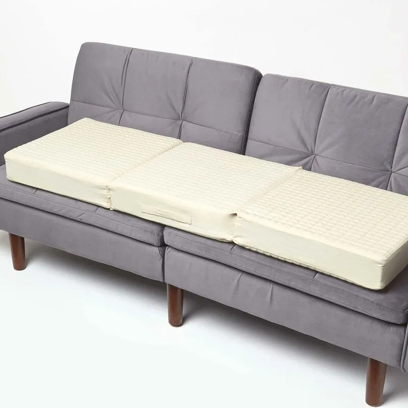 Homescapes Cotton Orthopaedic Foam 3 Seater Booster Cushion in Cream - Cream