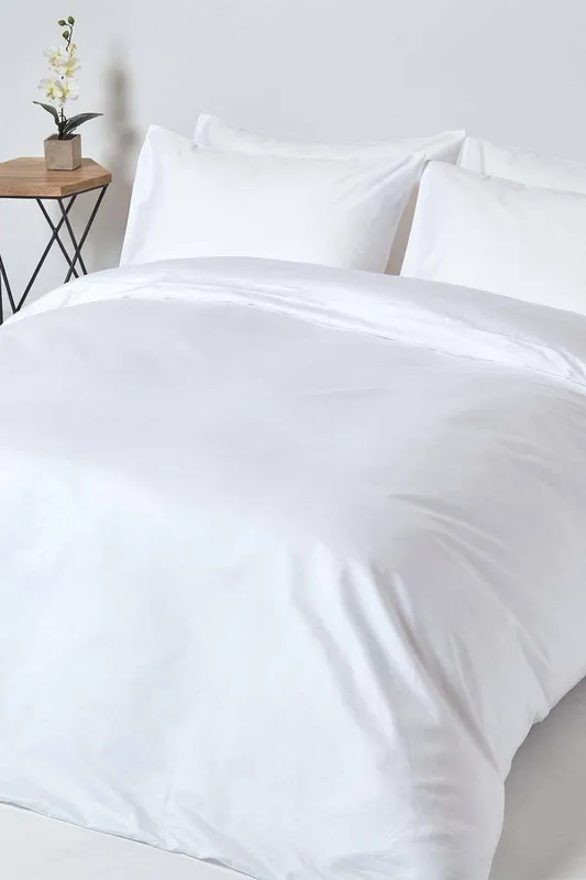 Homescapes - White Egyptian Cotton Duvet Cover Set 1000 Thread Count, King - White