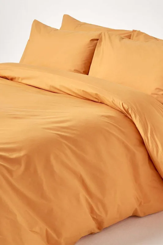 Homescapes - Mustard Yellow Egyptian Cotton Duvet Cover Set 200 Thread Count, Double - Mustard yellow