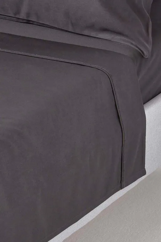 Homescapes - Dark Charcoal Grey Egyptian Cotton Flat Sheet 1000 Thread Count, Double - Dark Charcoal Grey
