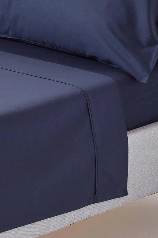 Homescapes - Navy Blue Egyptian Cotton Flat Sheet 200 Thread Count, King Size - Navy Blue