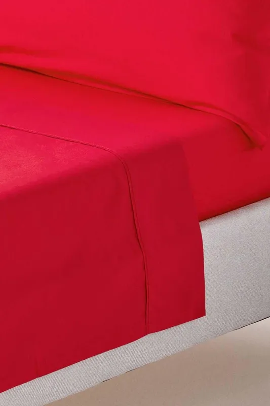 Homescapes - Red Egyptian Cotton Flat Sheet 200 Thread Count, King - Red