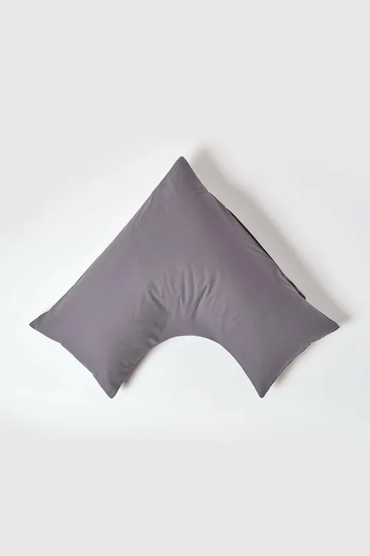 Homescapes Egyptian Cotton V Shaped Pillowcase 200 TC in Dark Grey - Dark Grey