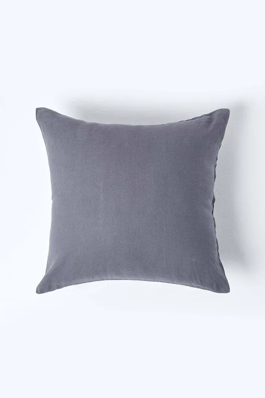 Homescapes European Linen Pillowcase, 40 x 40 cm in Dark Grey - Dark Grey