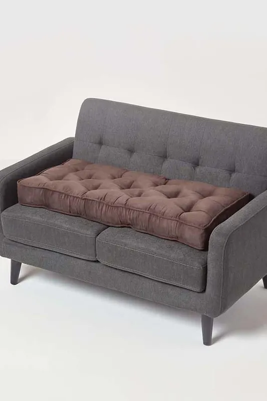 Homescapes Faux Suede 2 Seater Booster Cushion in Chocolate Chocolate