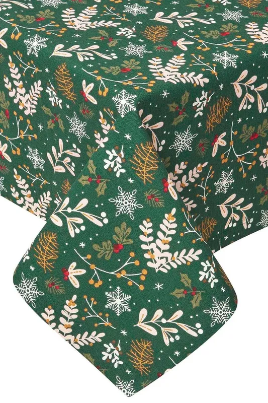Homescapes Festive Forest Cotton Christmas Round Tablecloth, 178 cm in Green Green