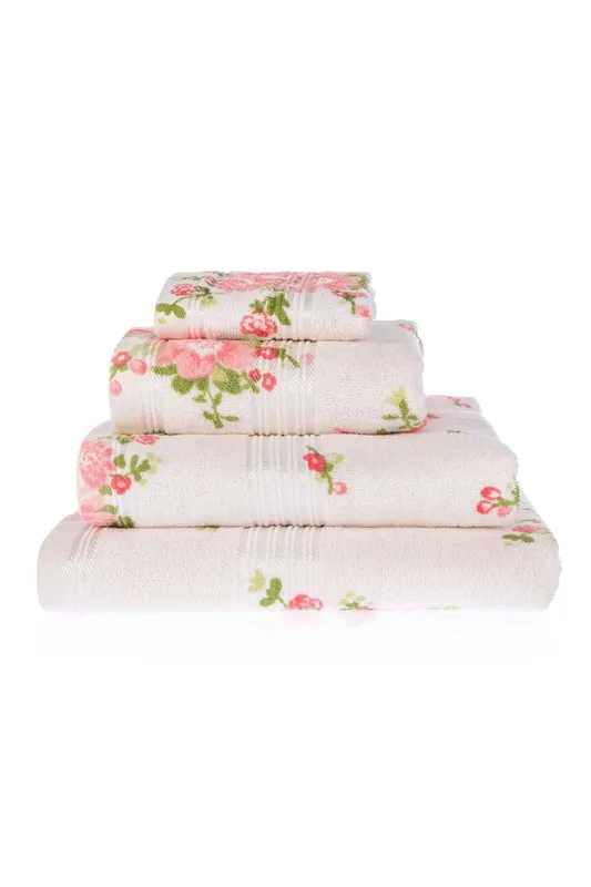 Homescapes Unisex Floral Printed Cotton Towel in Cream Cream female