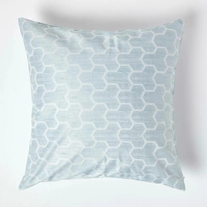 Homescapes - Geometric Blue Jacquard Cushion Cover, 60 x 60 cm