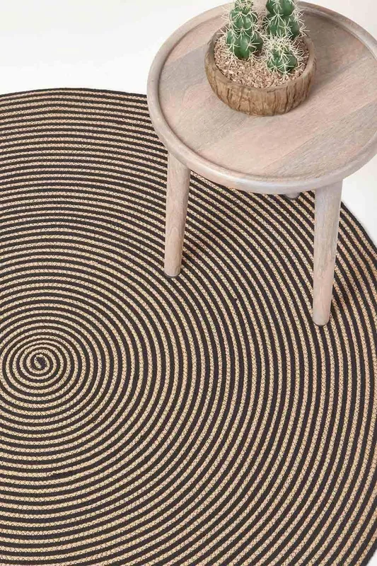 Homescapes Handmade Woven Spiral Braided Rug in Natural Size: 200cm diameter - Natural