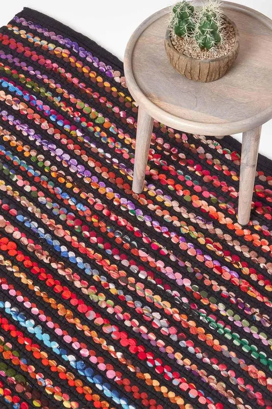 Homescapes Handwoven Multi Coloured Chindi Folk Rug Size: 160 cm x 230 cm Multicolor 160 cm x 230 cm