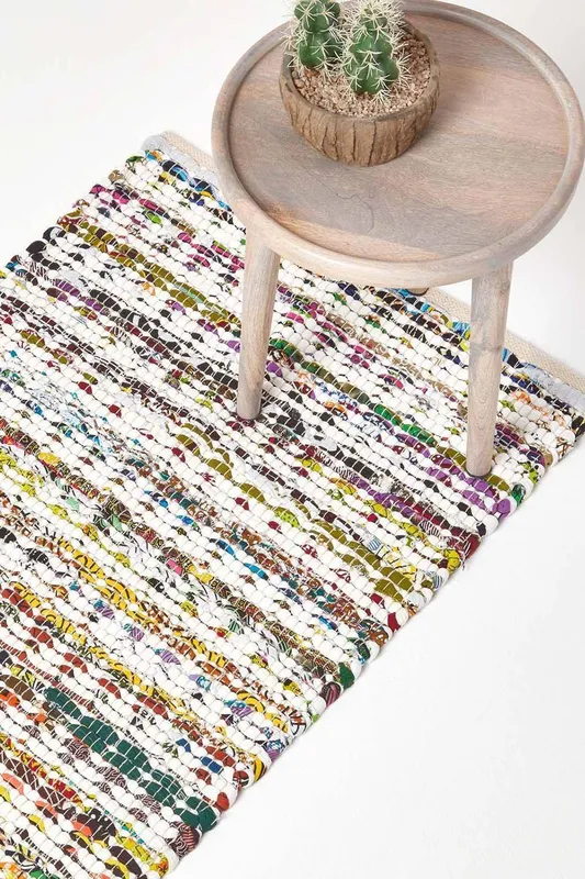 Homescapes Handwoven Multi Coloured Cotton Chindi Hall Runner, 66 x 200 cm Size: 66cm x 200cm - Multicolor