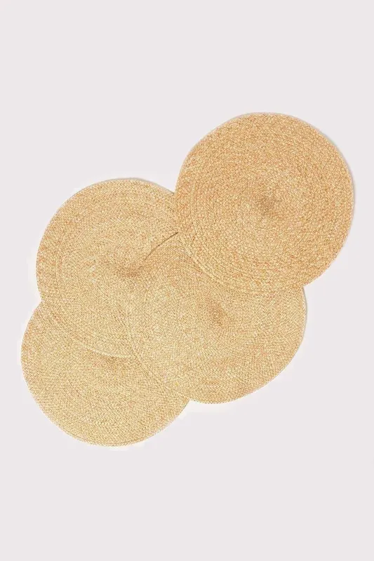Gold Handwoven Round Placemats Set of 4 - Homescapes