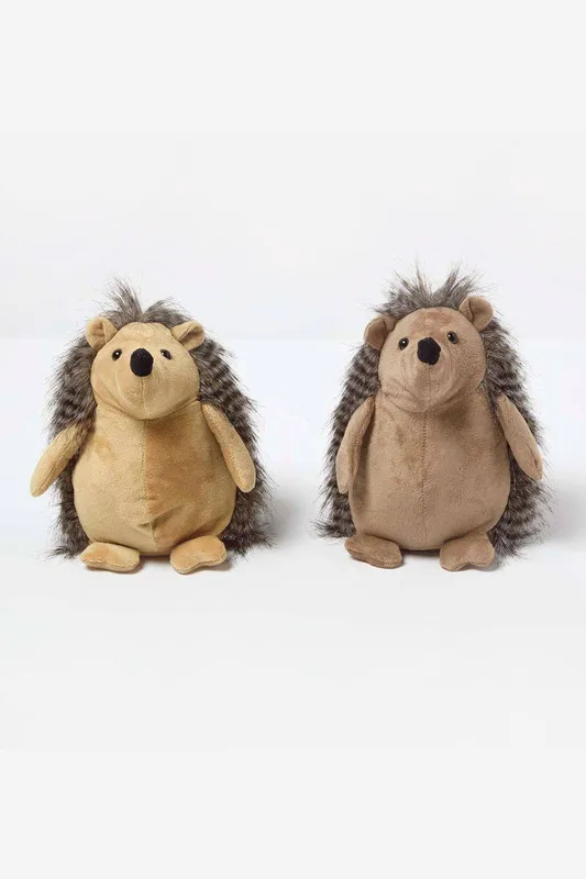 Homescapes Hedgehog Doorstop - Set of 2 - Animal Door Stops in Brown - Brown