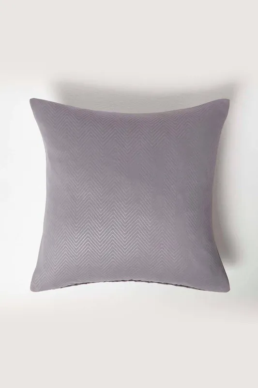 Homescapes Herringbone Cushion Cover in Grey Size: 45 cm x 45 cm Grey 45 cm x 45 cm