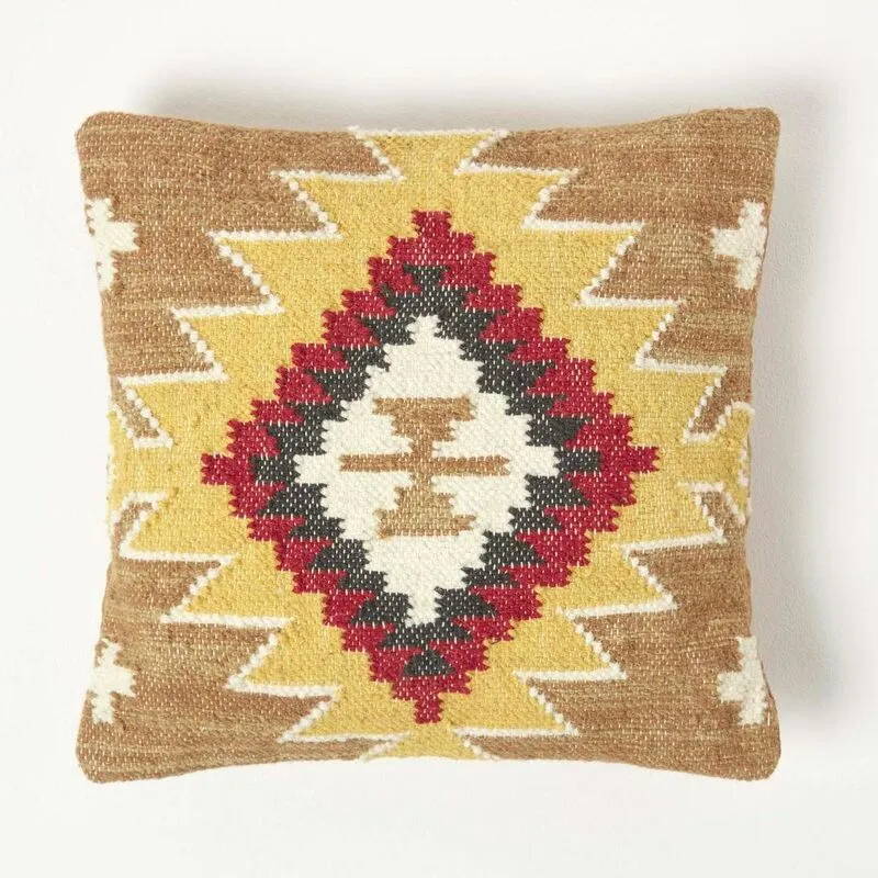 Homescapes - Jaipur Handwoven Kilim Cushion with Feather Filling, 45 x 45 cm