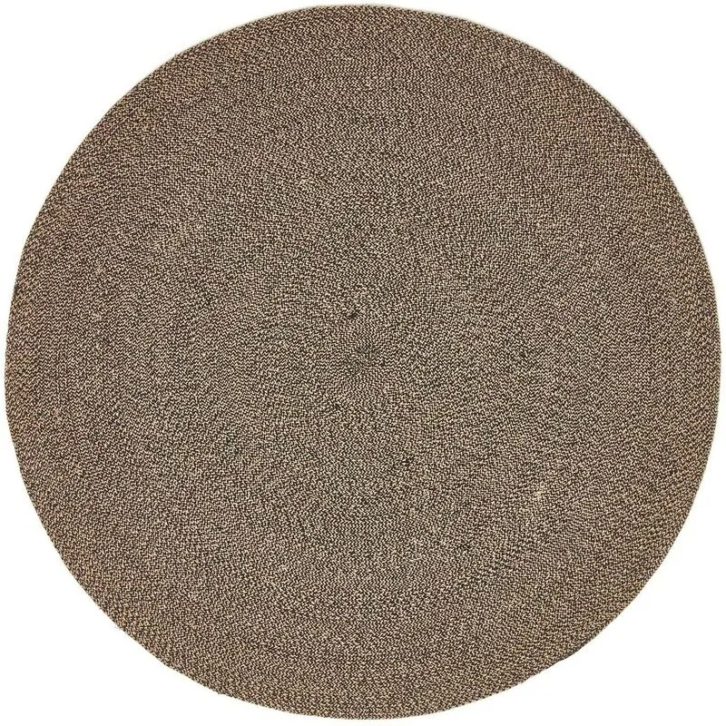 Homescapes Linen and Black Melange Braided Rug, 200 cm Round