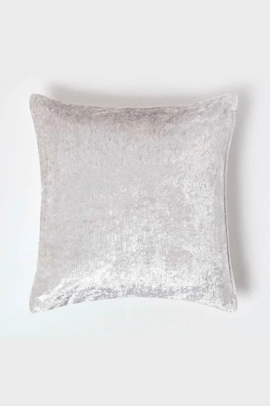 Homescapes Luxury Crushed Velvet Cushion Cover in Light Beige Size: 45 cm x 45 cm Light Beige 45 cm x 45 cm