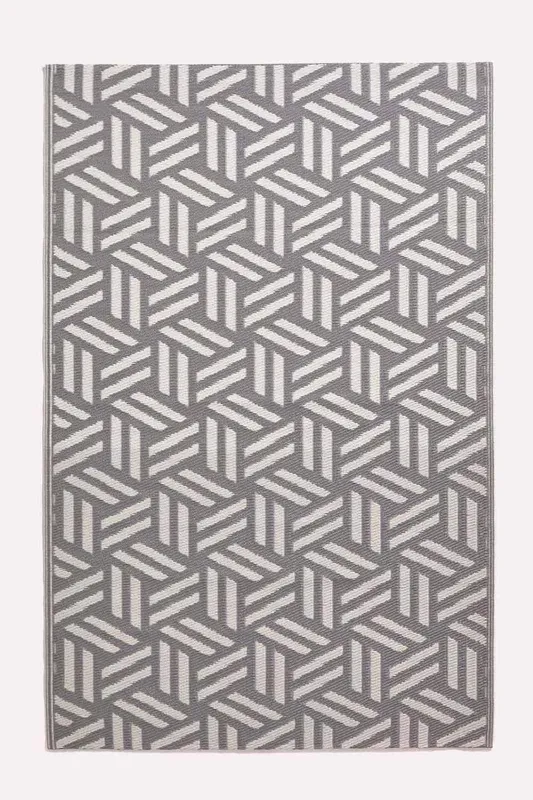 Homescapes Luxury Outdoor Rug Waterproof Reversible, Grey Luna Geometric Size: 180cm x 270cm - Grey