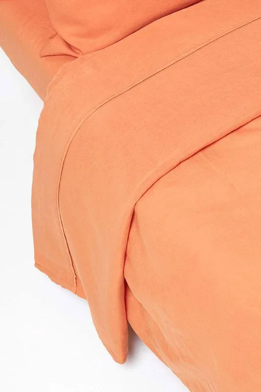 Homescapes Luxury Soft Linen Flat Sheet in Burnt Orange Size: Super King Flat - Burnt Orange