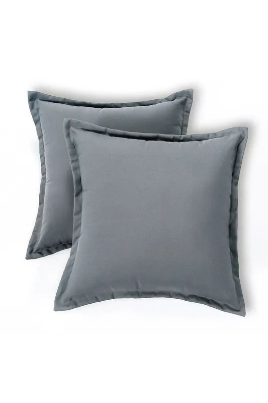 Homescapes Luxury Waterproof Plain Outdoor Cushion 45 x 45 cm, Set of 2 in Grey Size: 45cm x 45cm - Grey