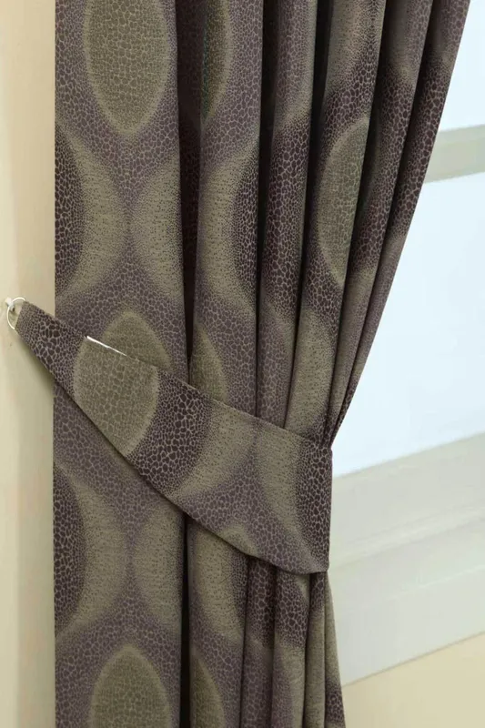 Homescapes Modern Curve Jacquard Curtain Tie Back Pair in Purple - Purple