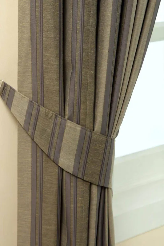 Homescapes Unisex Modern Stripe Jacquard Curtain Tie Back Pair in Grey Grey female