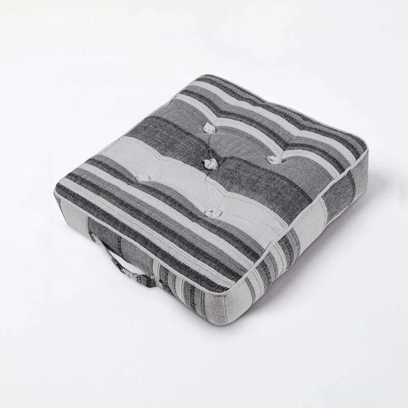 Homescapes Morocco Striped Cotton Floor Cushion Grey