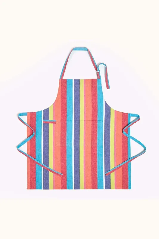 Homescapes Multi Colour Stripe Cotton Apron Multicolor