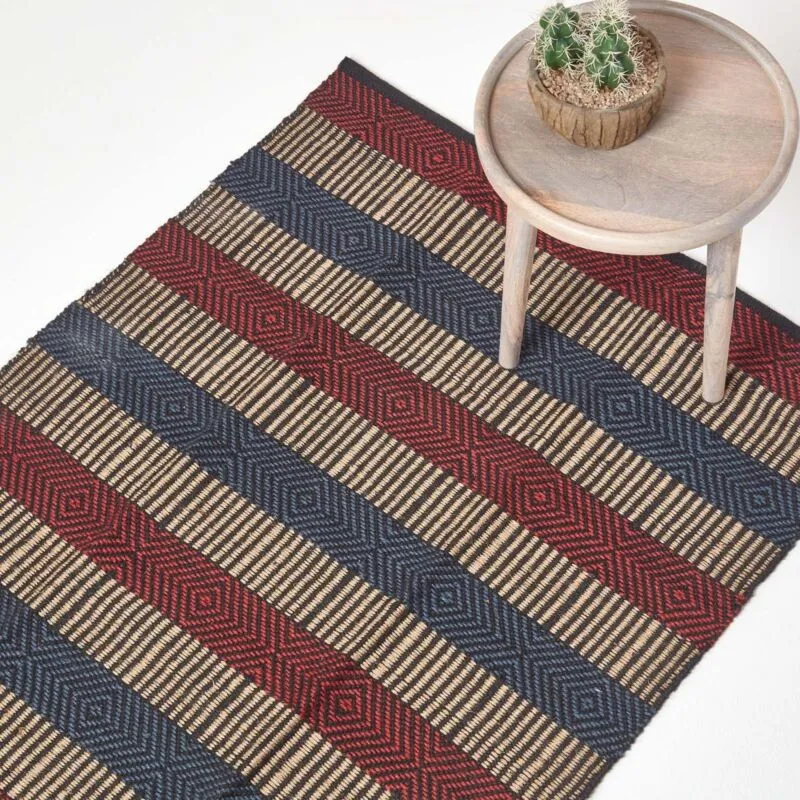 Homescapes - Multicolour Striped Jute Rug, 150 x 240 cm